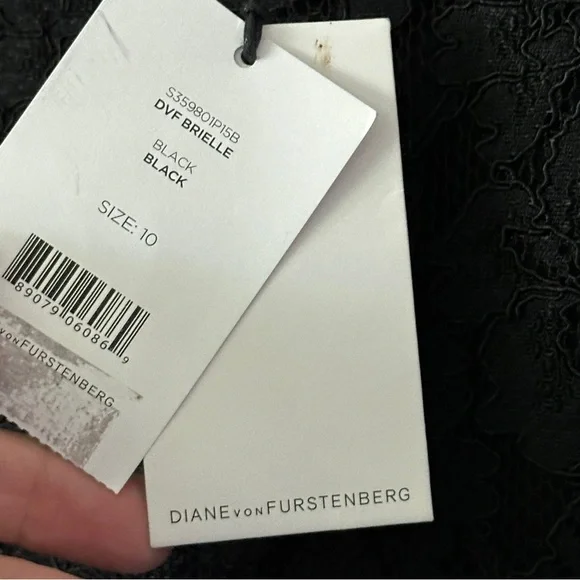 NWT Diane von Furstenberg Brielle Long-Sleeve Lace Top Size 10, scalloped edges - Picture 14 of 14